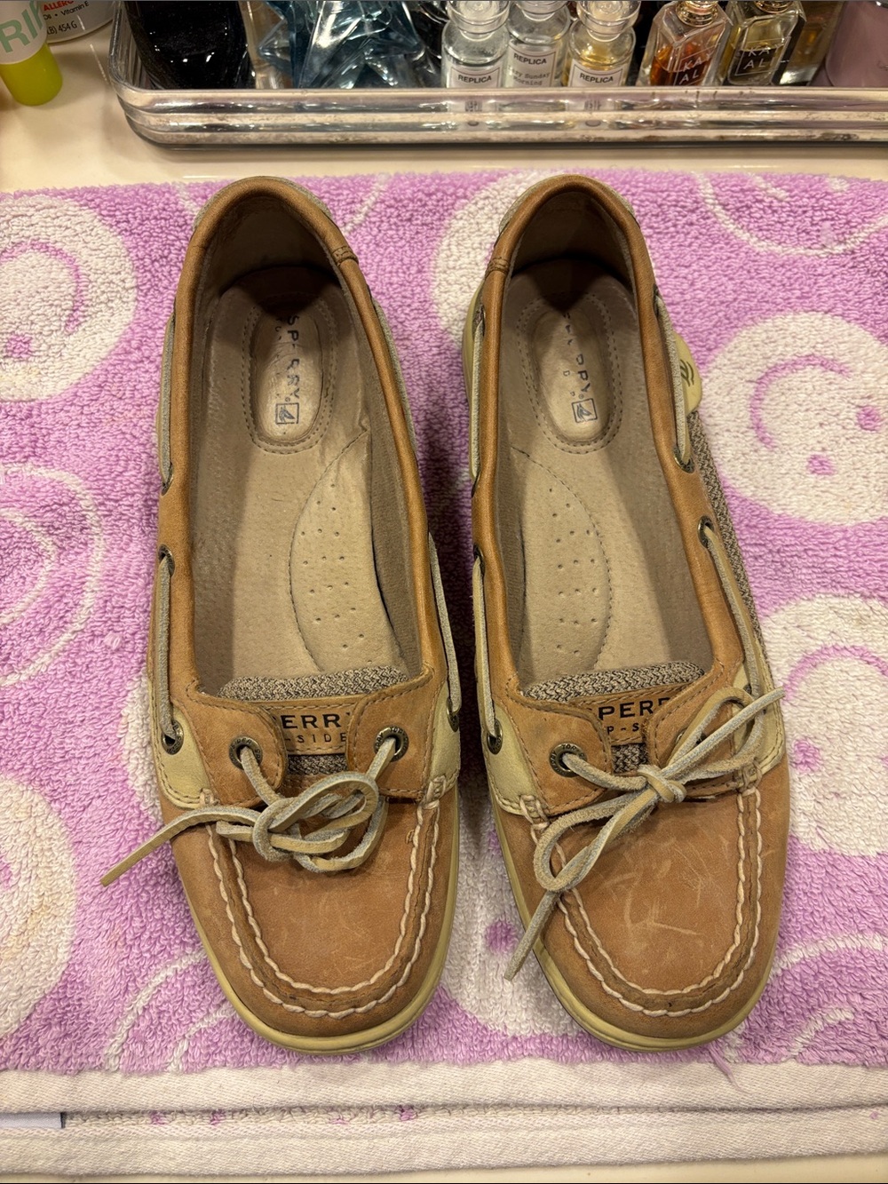 Sperry top-sider Two-Tone Tan and Beige Leather Boat Loafers